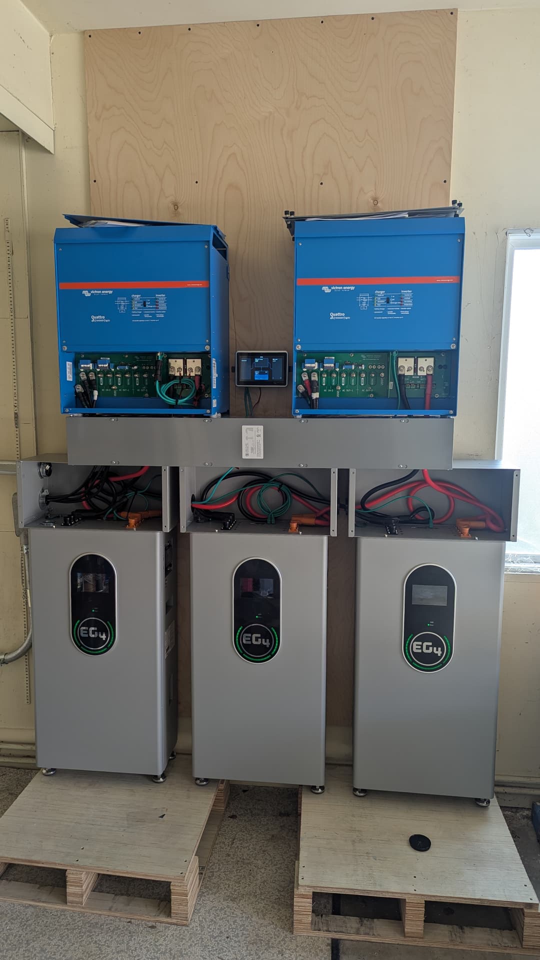 picture of a newly installed offgrid power battery solar bank